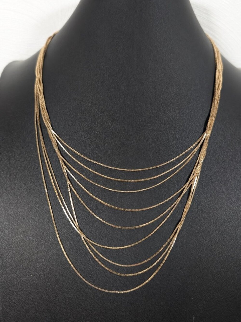Express‎ Gold Tone Multi Flat Chain Layered Retro Glam Statement Necklace 20 in